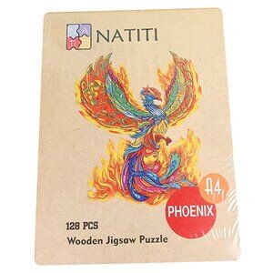 Natiti 128 Piece Wooden Jigsaw Puzzle Phoenix Colorful New In box 9 x 11 Games